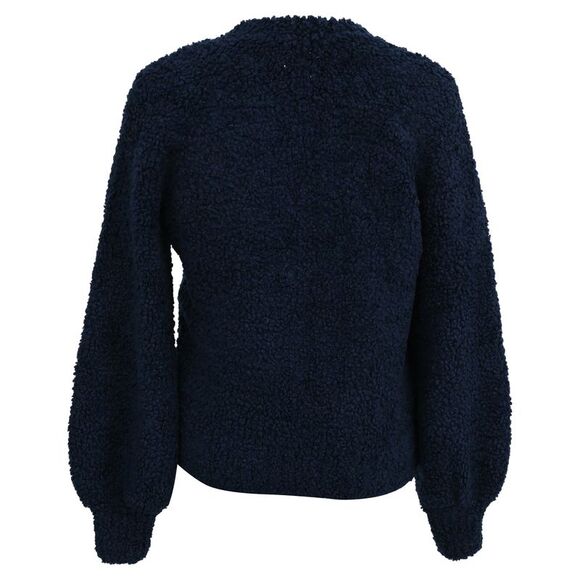 Chanel CC Embroidered Sheared Sweater in Navy Blue Wool - Picture 3 of 5